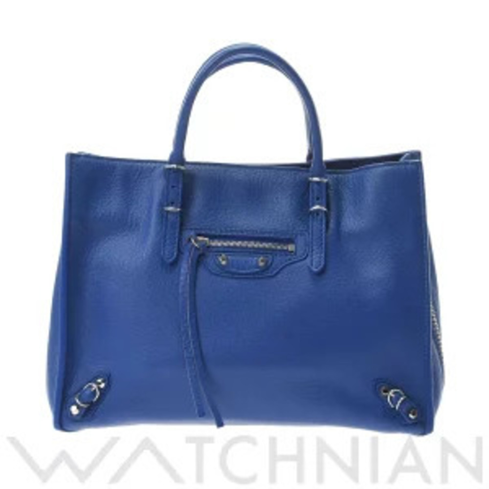 Balenciaga Paper Zip Around Leather Handbag Blue